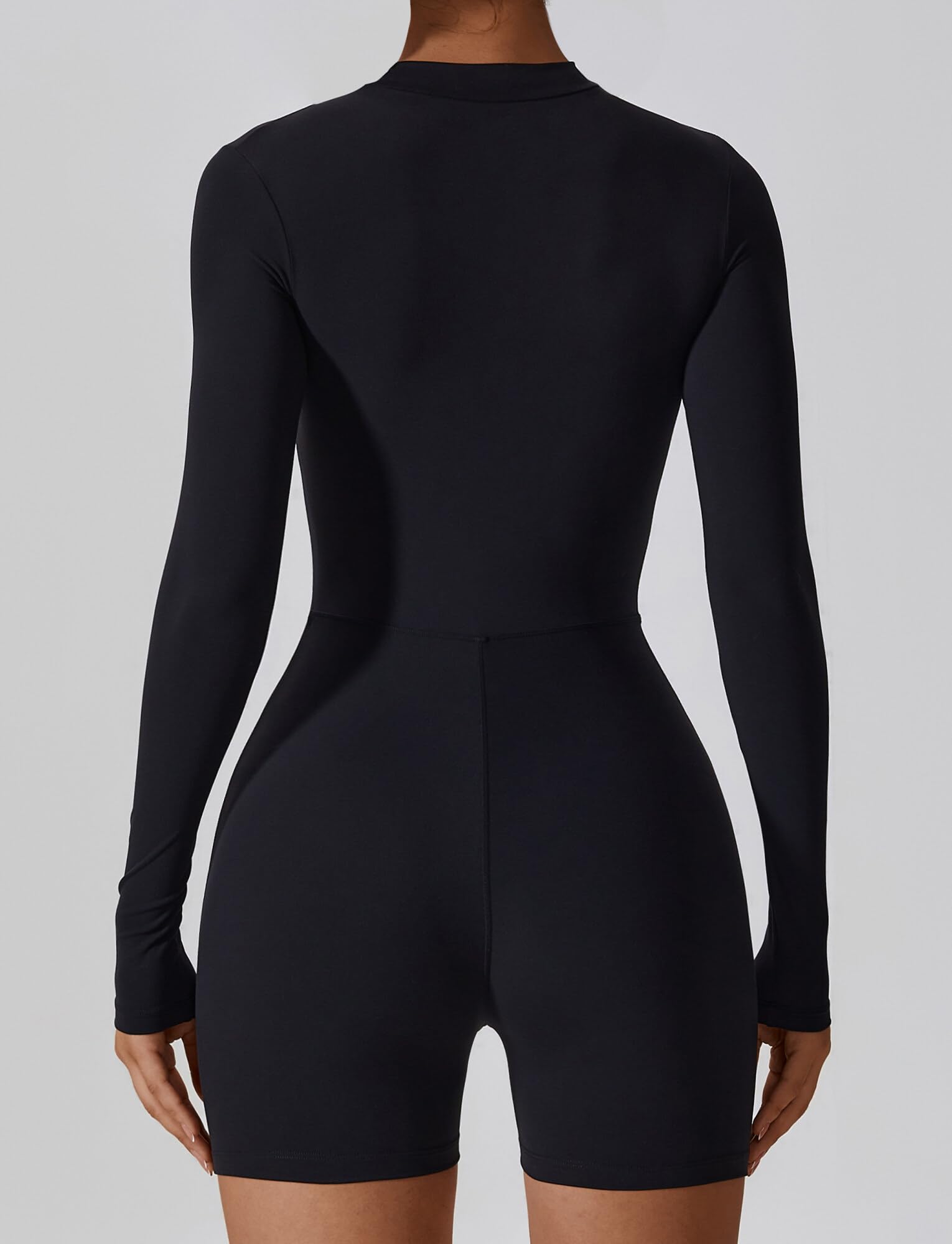 AIEOE Mujer Deporte Jumpsuit Corto De Una Pieza De Manga Larga Yoga Con Cuello Cremallera Body Playsuit Y2K Talla S-XL