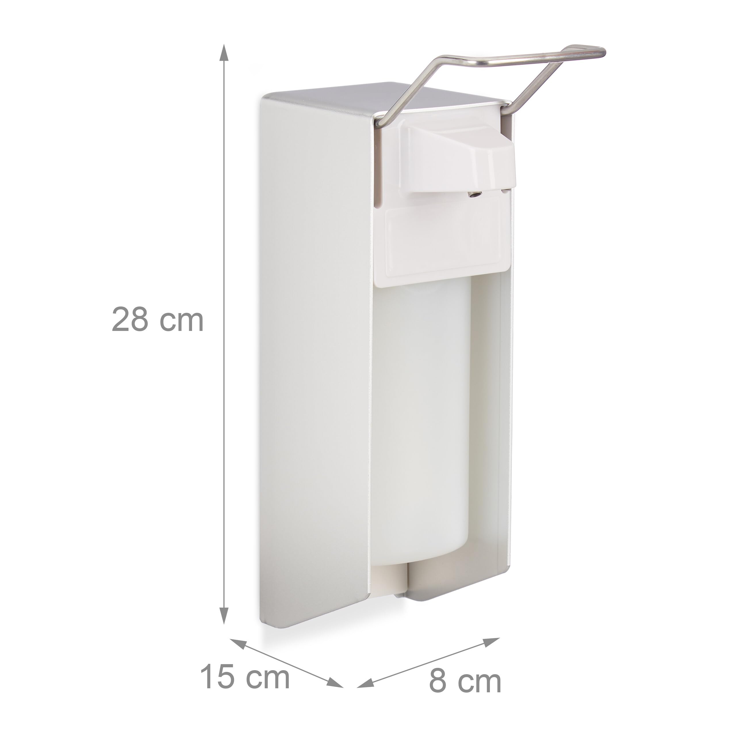 Relaxdays Dispenser Sapone a Muro, Set da 2, 500 ml Ciascuno, Erogatore Disinfettante a Parete, Dosatore Manuale, Bianco