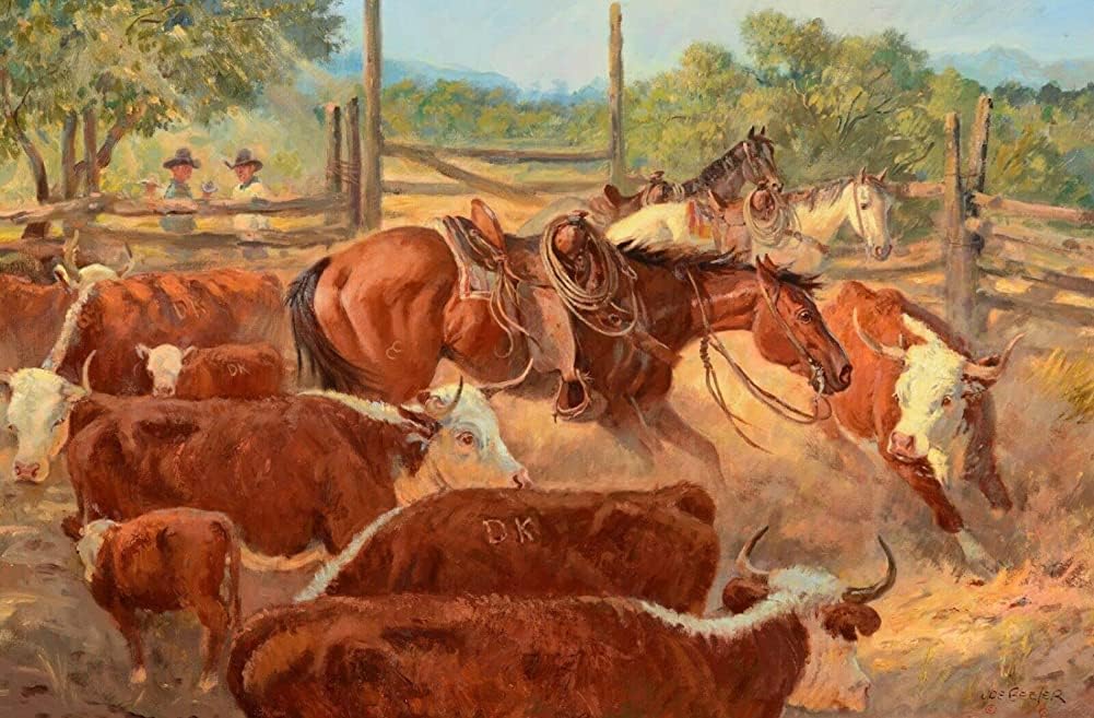 Fun Animal Jigsaw Western Ranch Horse Cows Cowboy Wooden Jigsaw Puzzles Thick Sturdy Challenging Party Games Activity Toys for Adults Women Men and Kids Game Artwork 1000 PCS