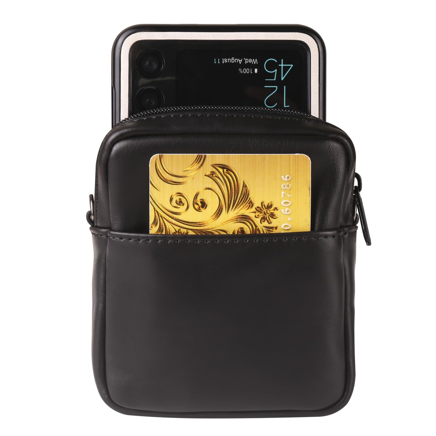 Handytasche Gürtel Leder Kompatibel mit Samsung Galaxy Z Flip 7/6/5/4/3/Moto Razr 60/50/40 Gürteltasche, Leder Schultertasche Herren Umhängetasche Kompatibel mit Huawei Pura X/P50 Pocket/Pocket S