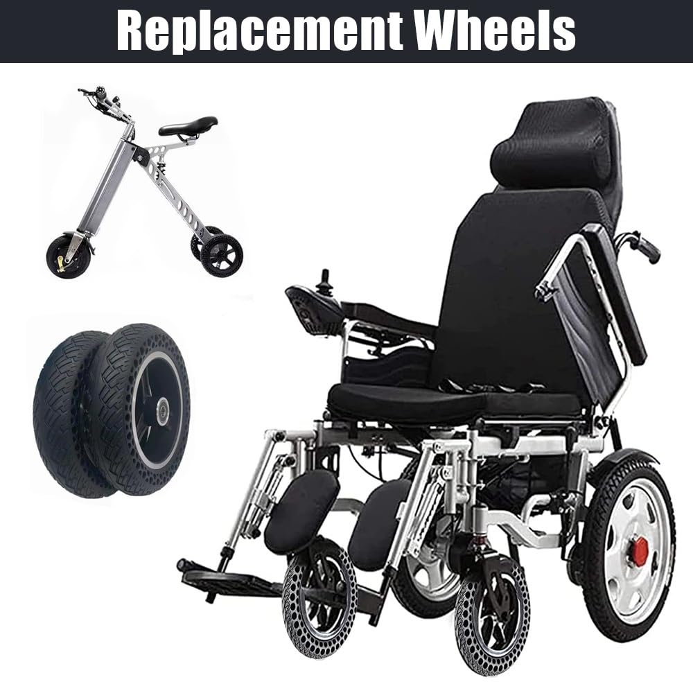 8 Pulgadas Ruedas Delanteras De Repuesto Para Silla De Ruedas, Rueda De Poliuretano Antideslizante Para Silla De Ruedas, Neumáticos Sólidos No Neumáticos(Gray)