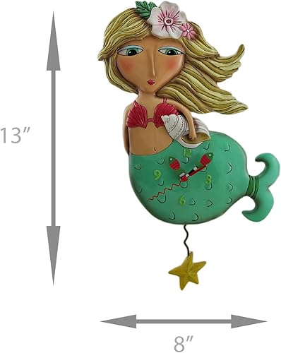 Miniatura 4 de Allen Designs Shelley - Reloj de pared con diseño de sirena y estrella de mar