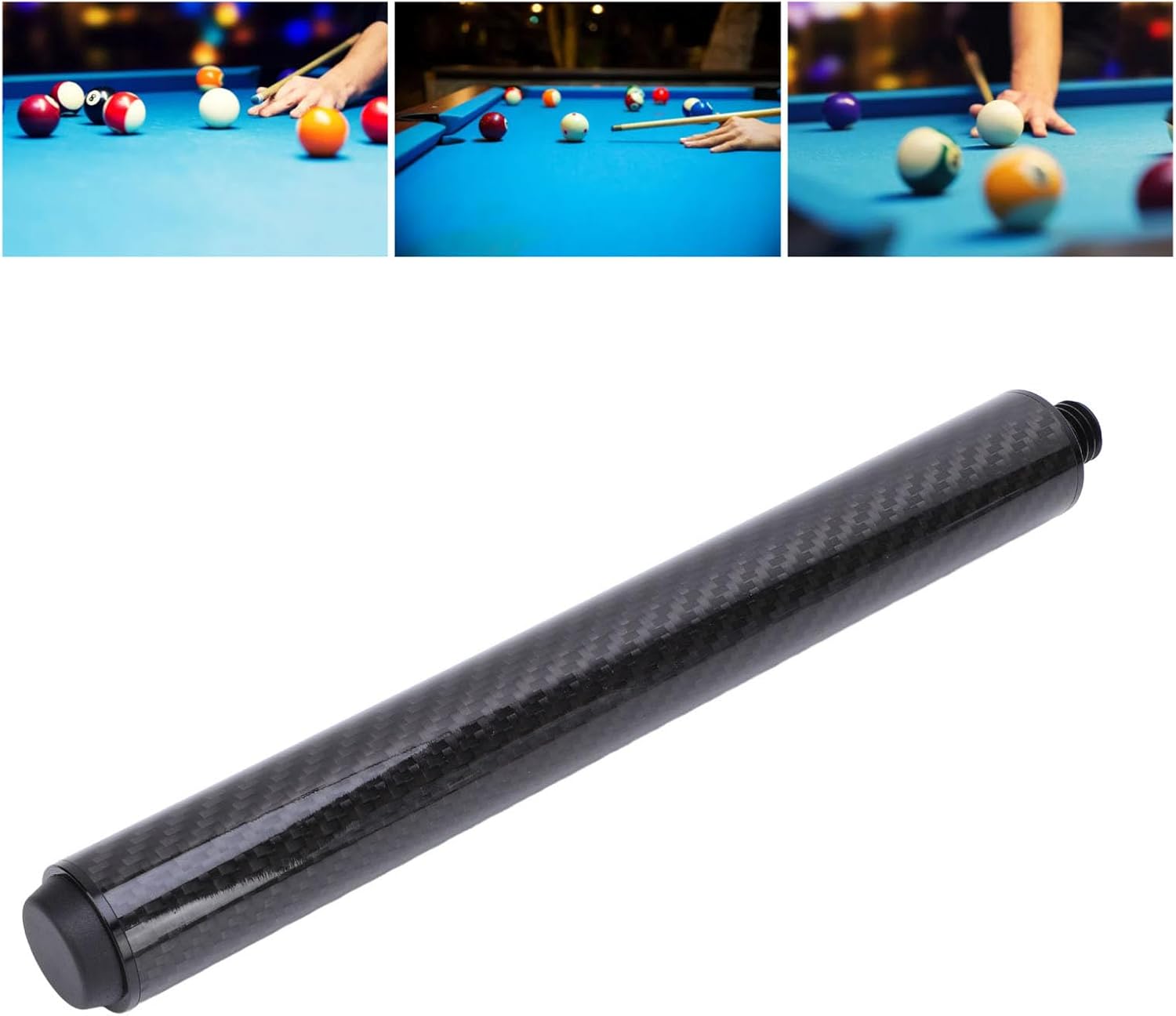 Pool Cue Extension Stick, 10 Inch Carbon Fiber Billiard Cue Extender, Black - Enhances Stability, Quick Installation, Ideal for Adults and Recreational Use