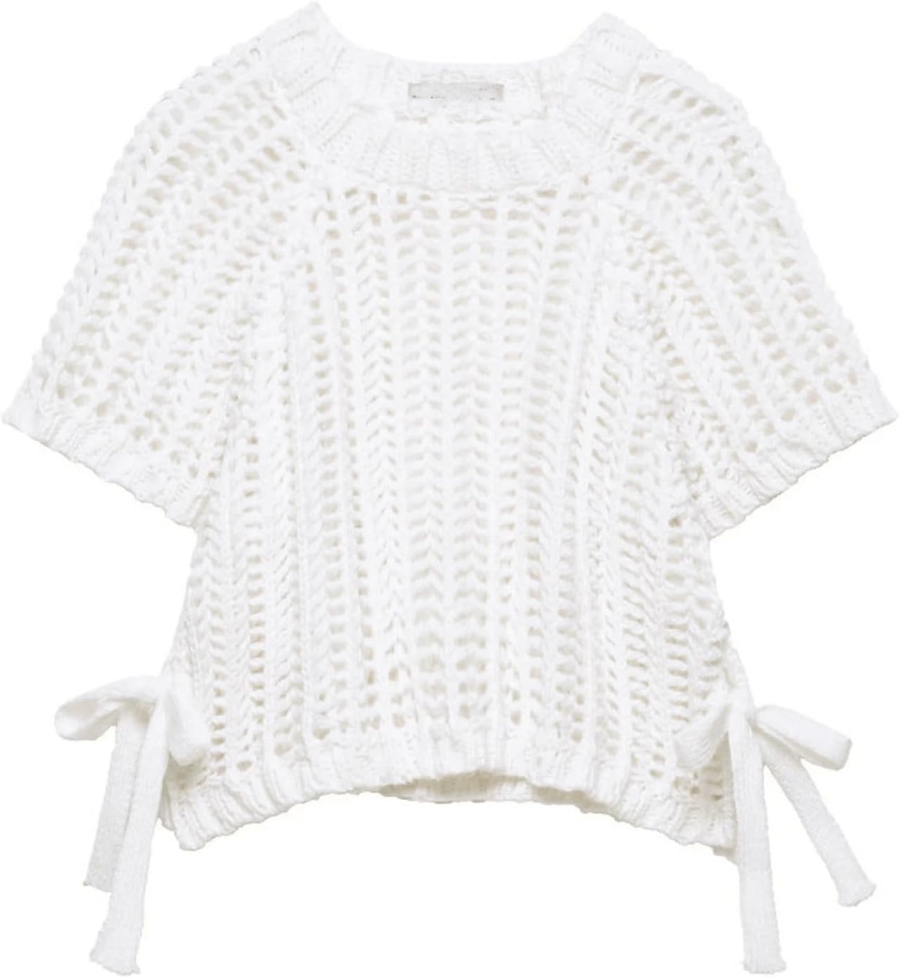 CHARTOU Womens Chunky Knit Cropped Sweater Vest Cute Side Bow Tie Hollow Out Loose Pullover Tank Tops