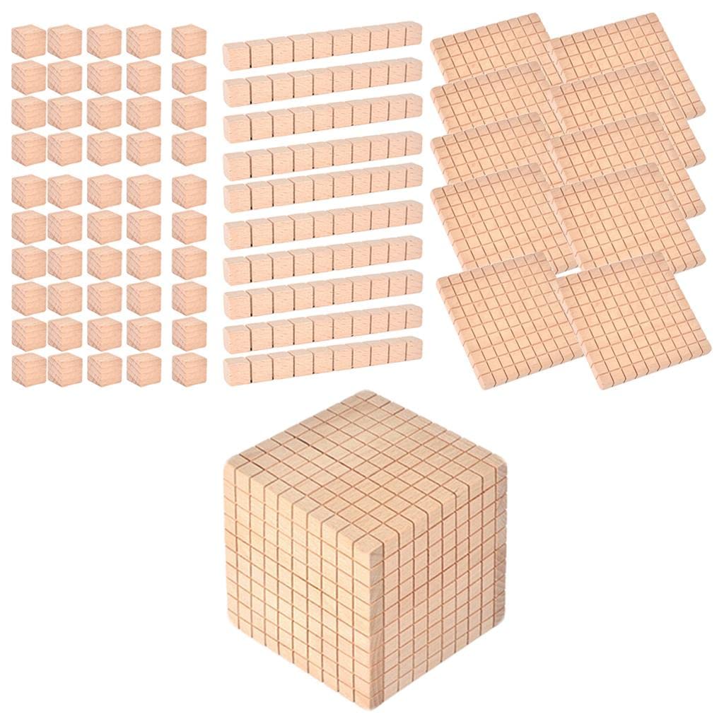 Fenteer 53 Piezas Bloques Base Diez Madera Juego Educativo Matemático para Niños para Práctica de Números Adecuado para Y Hogar, Paquete C
