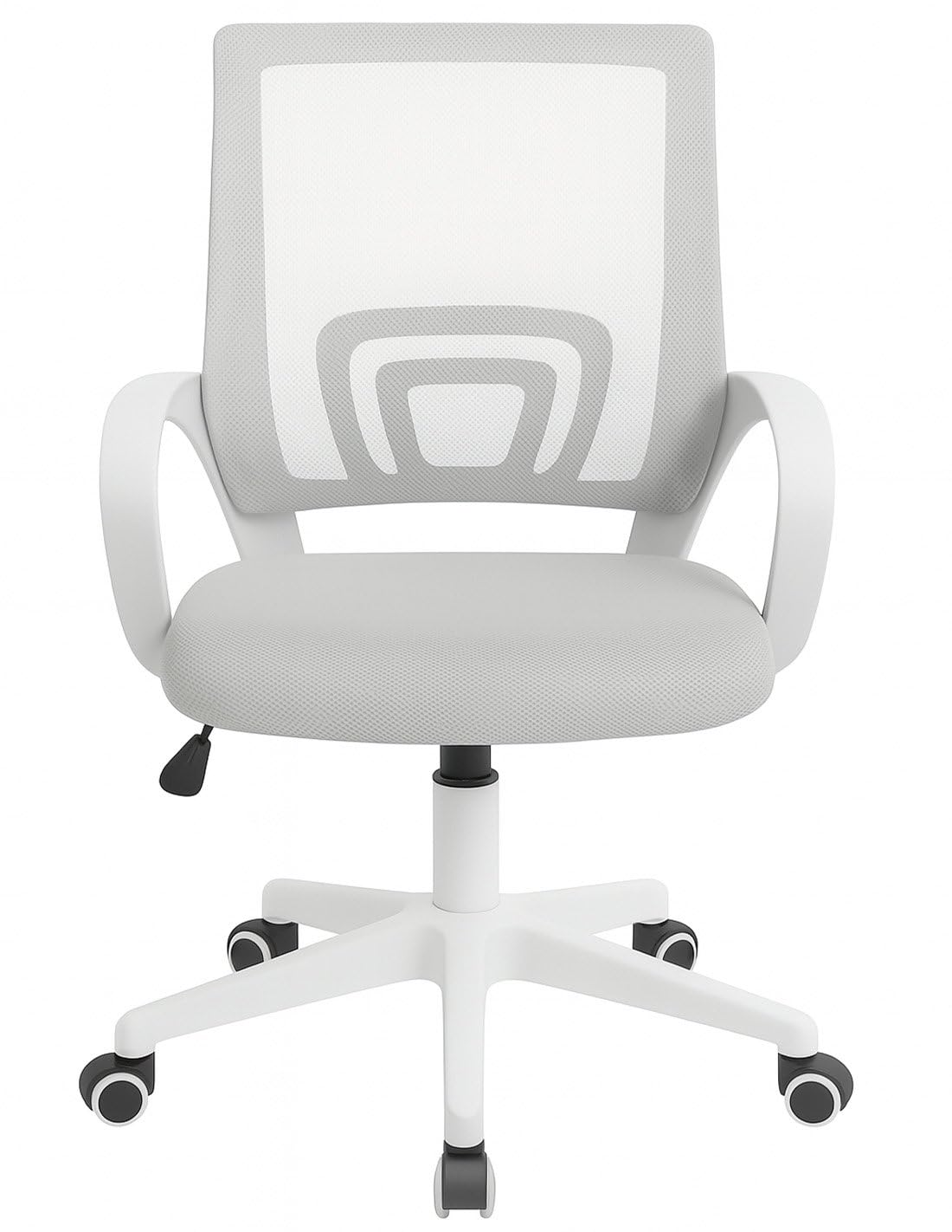 Jardin202 - Silla Oficina Ergonómica Giratoria 360° con Respaldo de Malla y Asiento Acolchado – Altura Ajustable 80-90 cm y Ruedas | Blanco