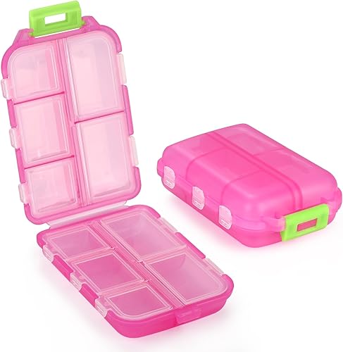 Paquete de 1 organizador de pastillas de viaje para bolso, 10 compartimentos, organizador de píldoras semanal de 7 días, pastillero plegable