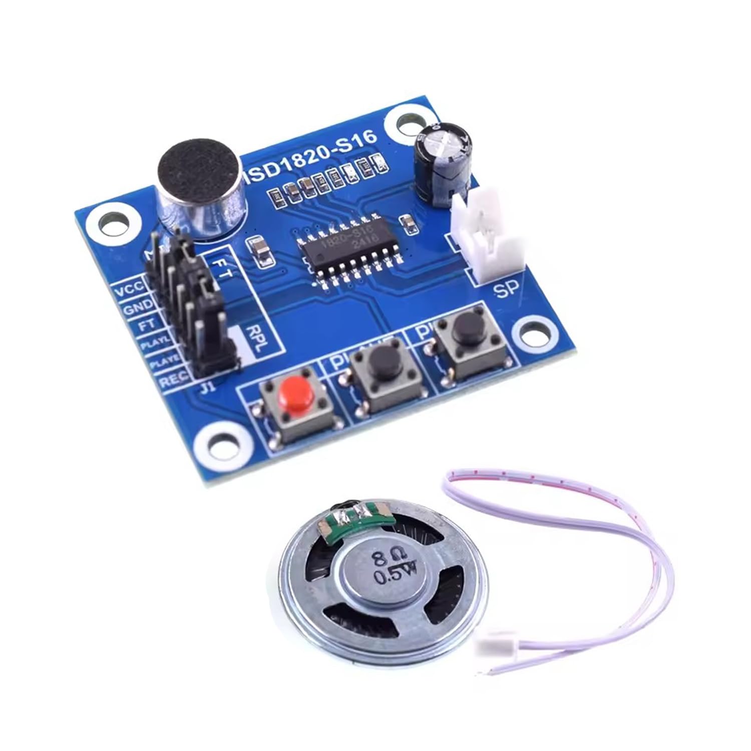 HiLetgo 2pcs ISD1820 Recording Module Voice Module the Voice Board telediphone Module Board with Microphones + Loudspeaker