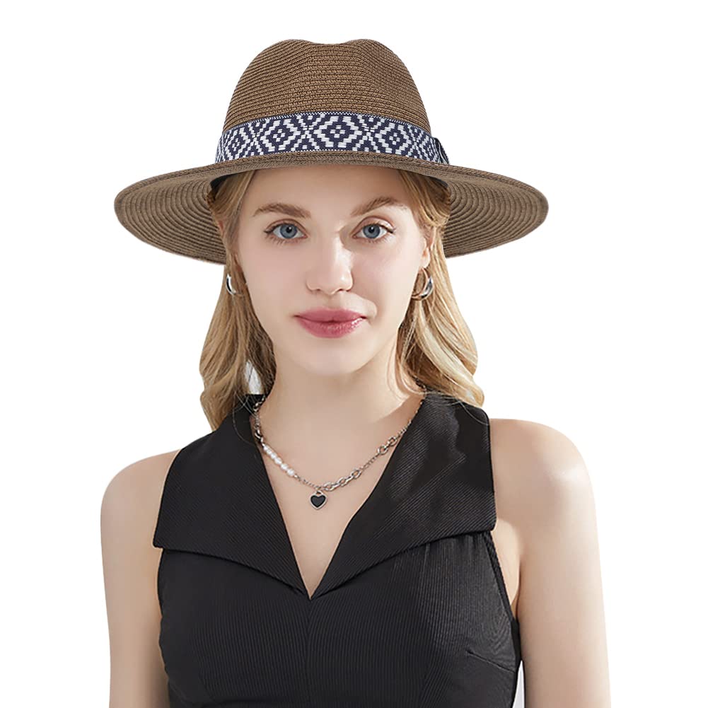 XINCHIA Sombreros de sol para mujeres y hombres, sombrero de paja de ala ancha, sombrero de Panamá, sombrero Fedora UPF 50+, plegable, plegable, plegable, plegable, sombrero de playa de paja para mujeres y