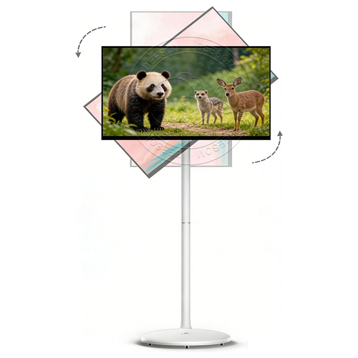 Grande Télévision,Téléviseur Intelligent Portable,27 Pouces 4k Uhd,8go+128go,écran Tactile Rotatif+Batterie Intégrée,TV sur Pied avec roulettes,pour Salles Jeux,événements Extérieurs 23in