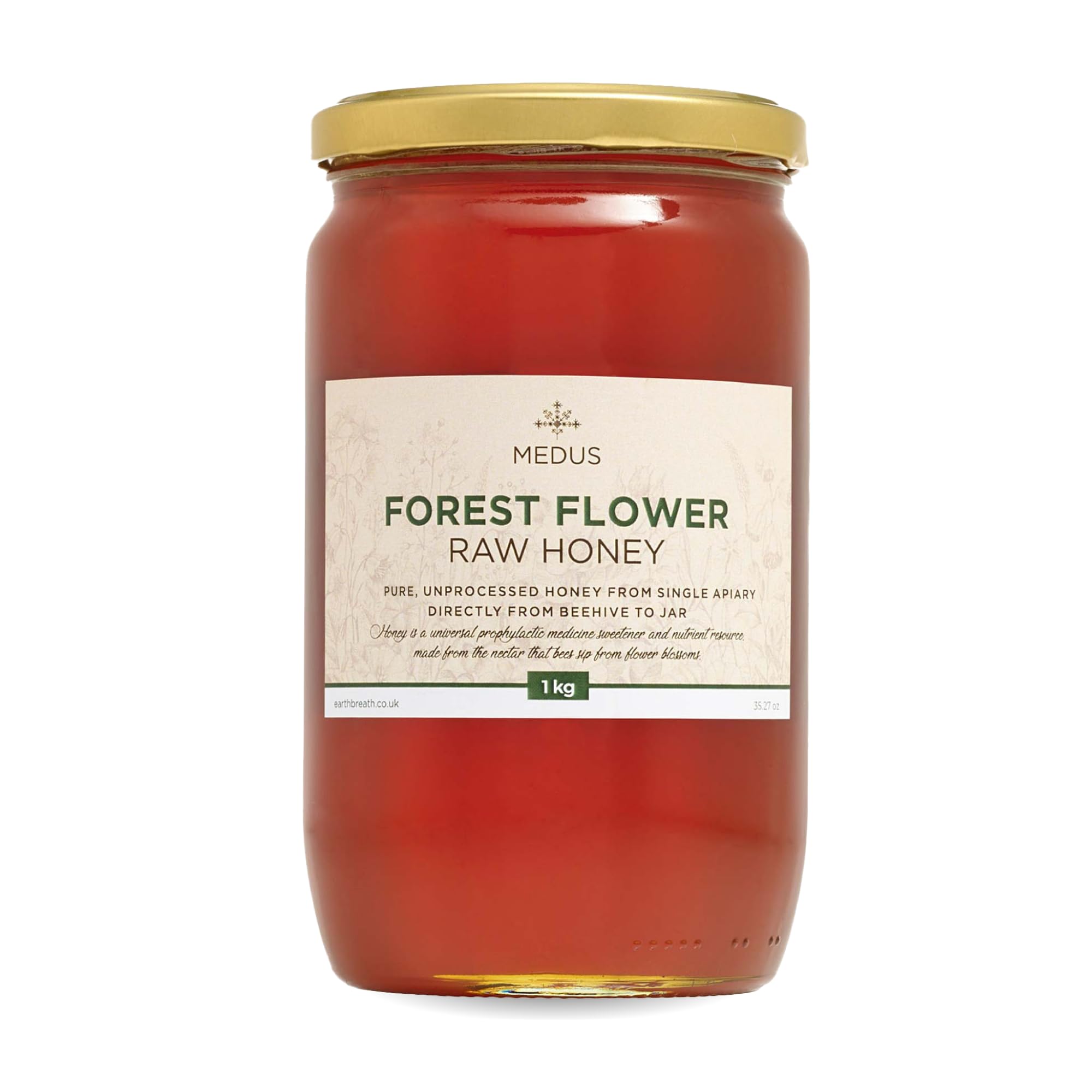 EarthbreathForest Flower Raw Honey 1kg Runny - Pure, Unpasteurised and Unfiltered - Natural Sweetener for Cooking, Coffee, Tea, Juice, Drinks