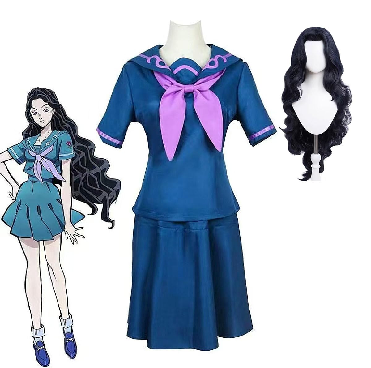 Amazon.co.jp: 山岸由花子 コスプレ衣装 ウイッグ ジョジョの奇妙な