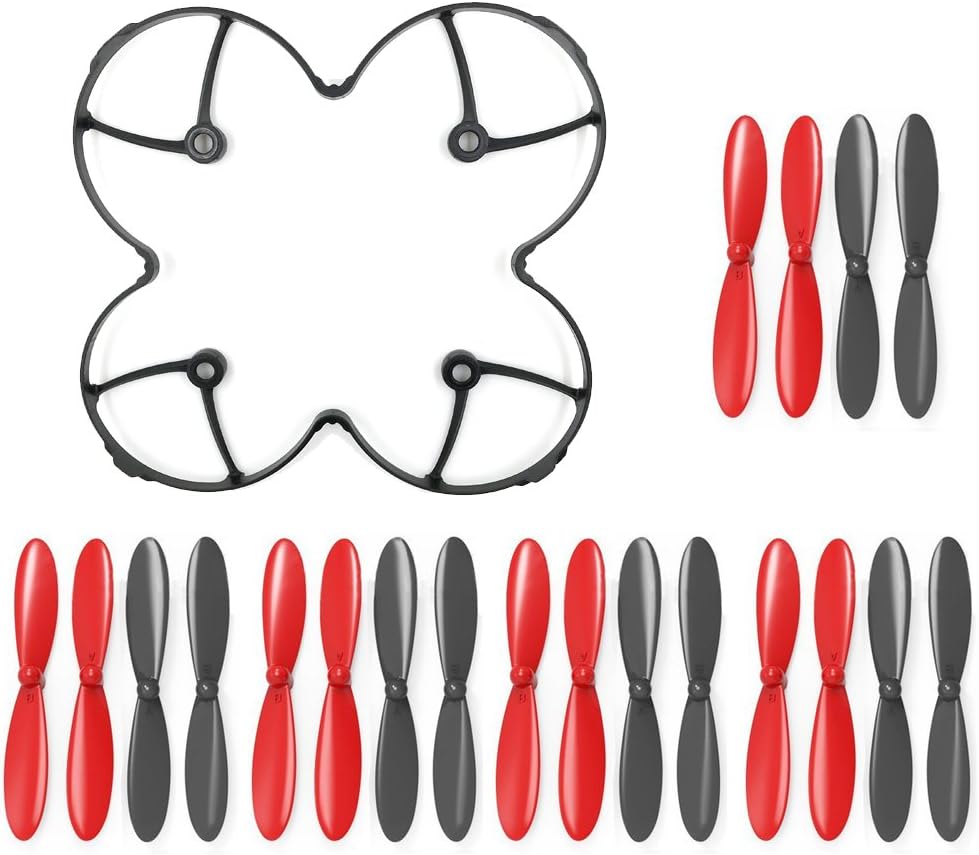 AFUNTA Propeller Blades Protection Guard Cover and Props 5X Sets Compatible X4 H107C H107D Quadcopter - Black/Red