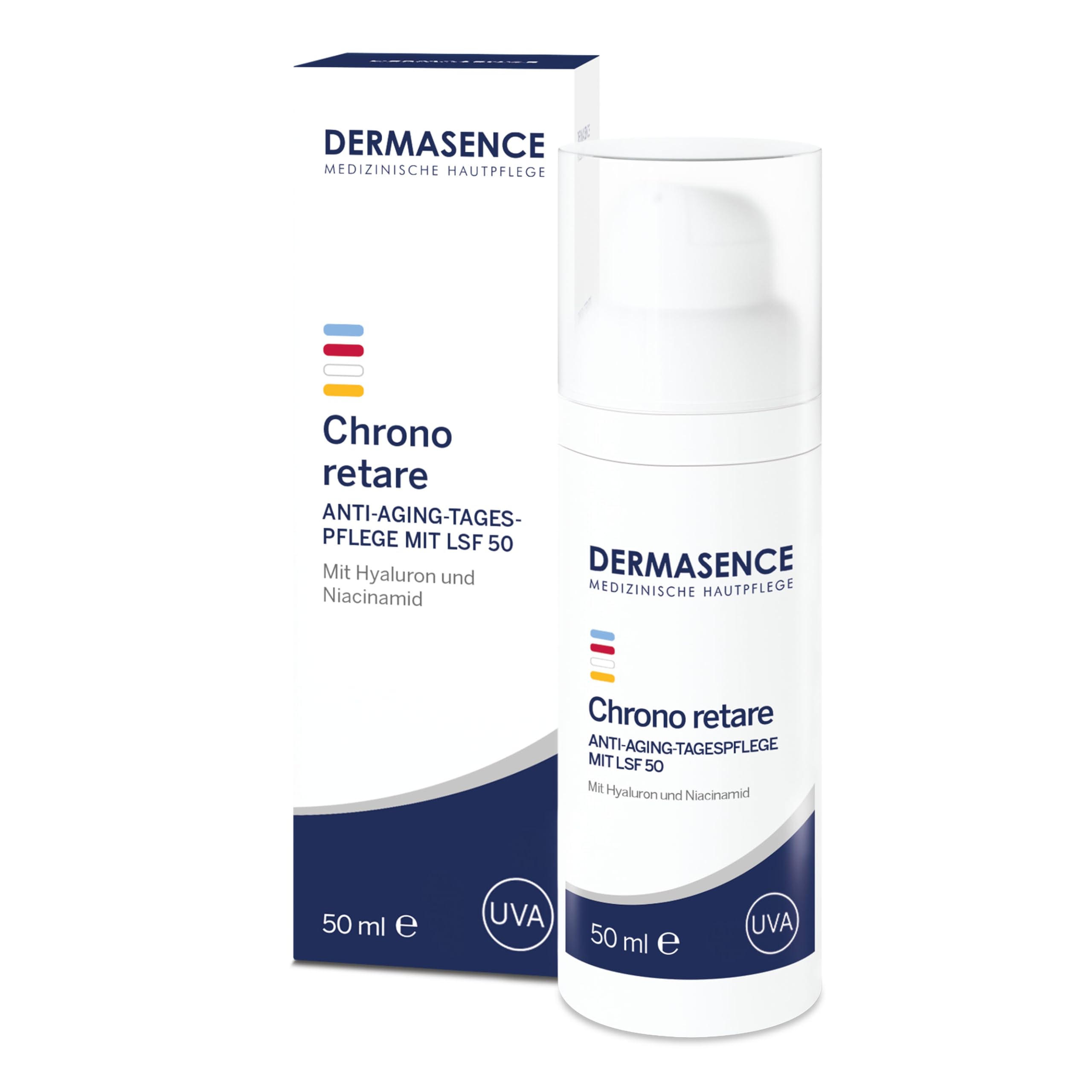 DERMASENCE Chrono Retare Anti-Aging-Tagespflege mit LSF 50, 50 ml, Tagescreme gegen Falten, Pigmentflecken und trockene Haut, mit UV-Schutz, glättet das Hautbild, mattierend, vegan, parfümfrei