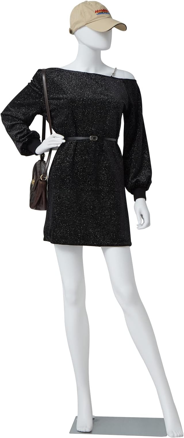 6 FT Female Mannequin Dress Form Display - Manikin Torso Stand Realistic Full Body Mannequin for Retail Clothing Shops, Halloween Christmas Cosplay, White (No.2)