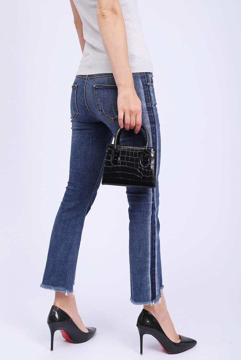 CATMICOO Trendy Mini Purse for Women, Small Handbag and Mini Bag with Crocodile Pattern (Black): Handbags: 
