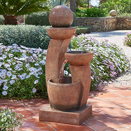 Primrose 109cm 3 Tier Stone Effect Column Friendship Fountain Modern Garden Water Feature with LED Lights - Image 10