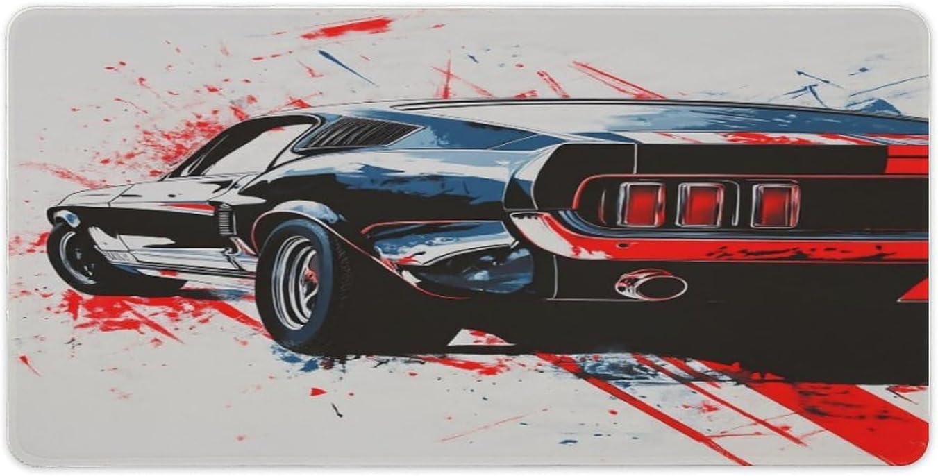 Mustang Desk Mat, Large Rubber Mouse Pad with Stitched Edges, 24x12in Desk Protector for Keyboard Mouse Laptop, Office Gaming Home Desk Setup image 3