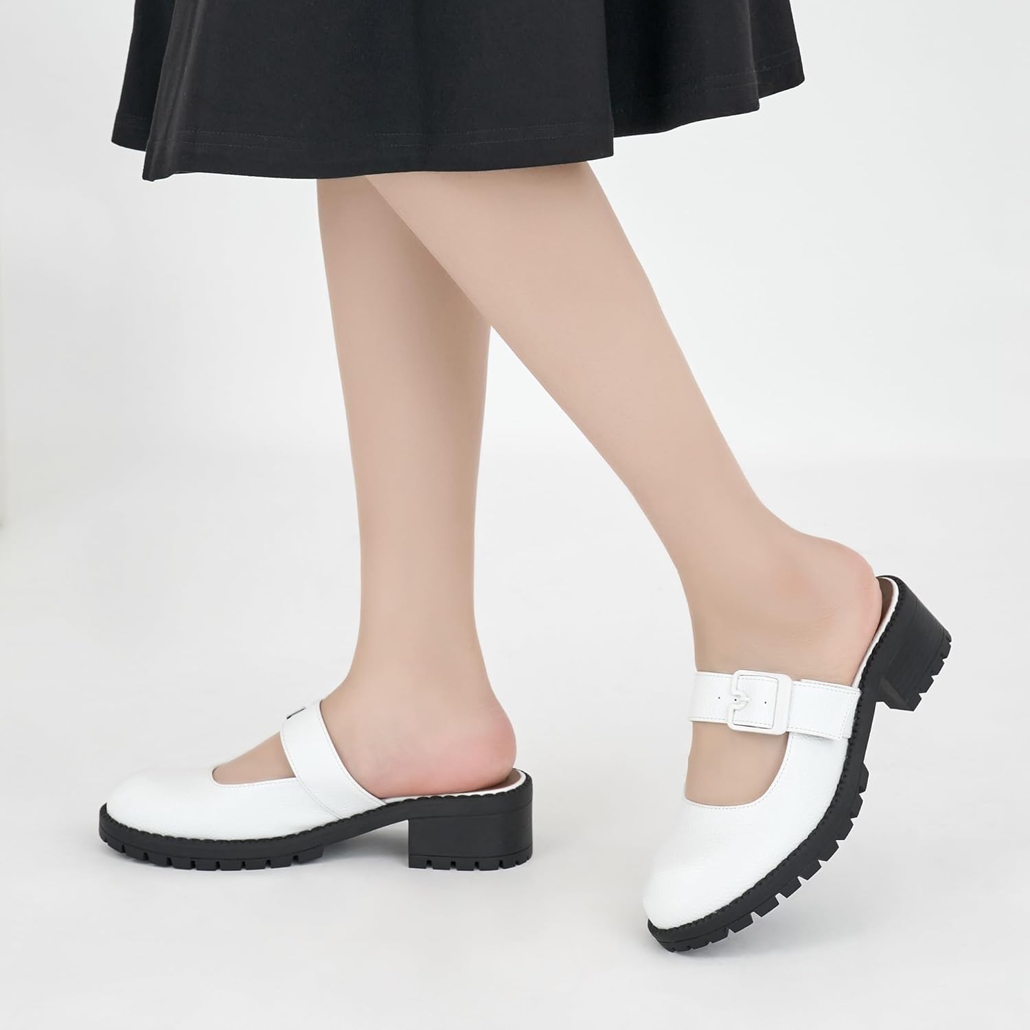 Alicegana Mules for Women Dressy Clogs: Comfort Platform Chunky Backless Mules Slip On Work Casual Loafers Slides Shoes - Image 2