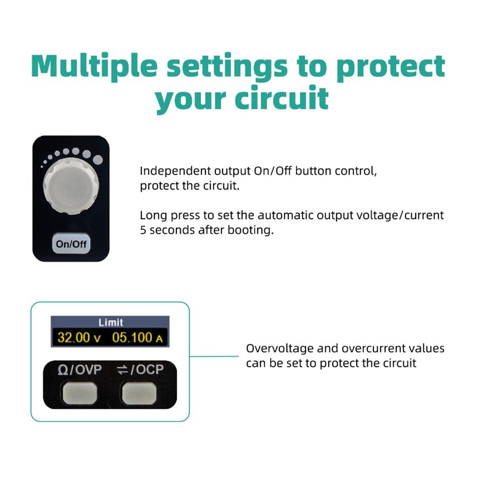 2-in-1-Netzteil und Multimeter, 300 W, 60 V, 5 A, Tischnetzteil mit Prüfdraht-Multimeterstift (EU-Stecker 200-240 V)