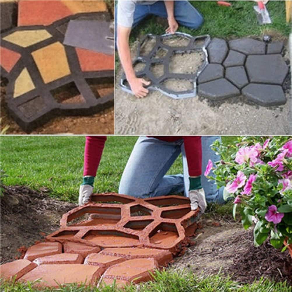 KEROWL Garden Stone Walk Maker Mould DIY Walk Maker Concrete Molds Plastic Paving Moulds Path Maker Mold for Tile Reusable Mould Concrete Cement Stone Walk Paving Stepping Stones Paver Pavement for Garden Home Yard Lawn-picture-23