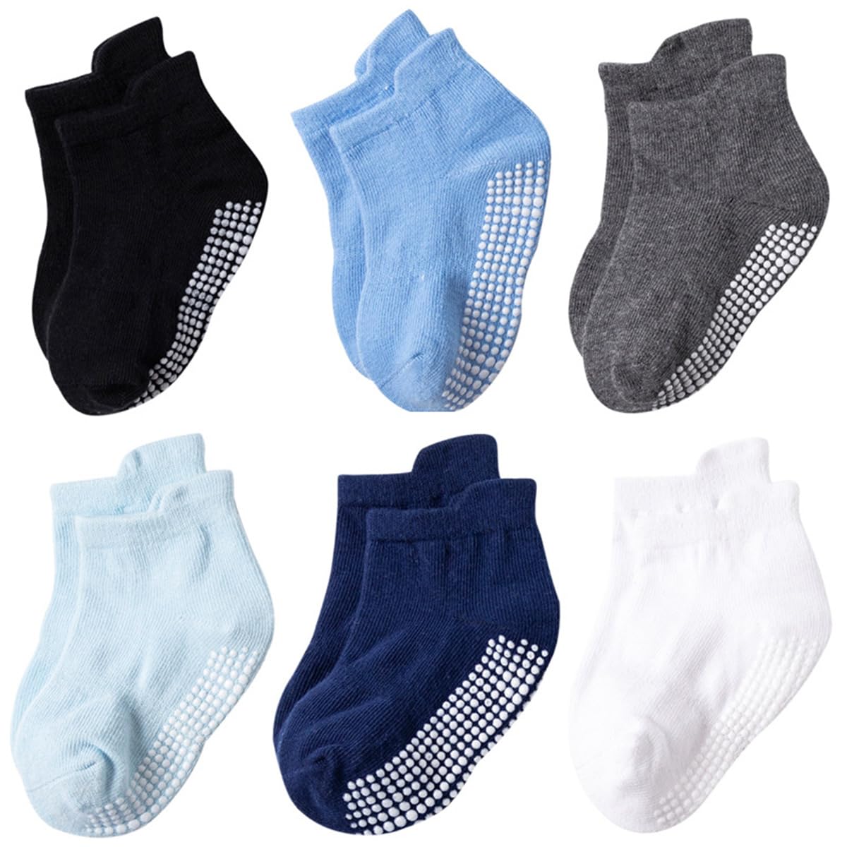 DRESHOW Baby Non Slip Grip Ankle Socks with Grippers Non Skid Soles for Infants Toddlers Kids Boys Girls