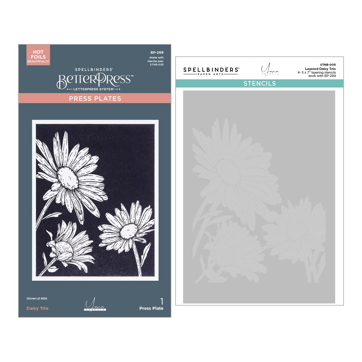 Spellbinders Metal Daisy Trio Betterpress And Stencil Bundle From The Yana's Daisies Collection By Yana Smakula