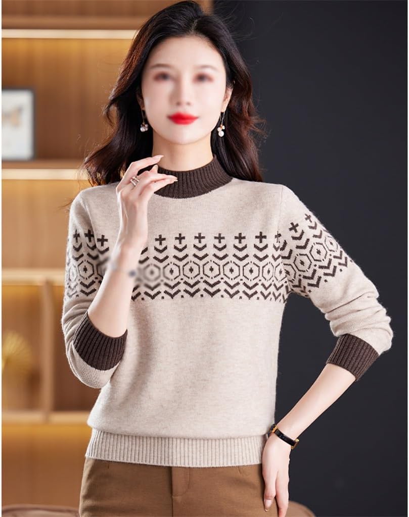 Short Printed Women's Knitted Sweater Pullover Base Top