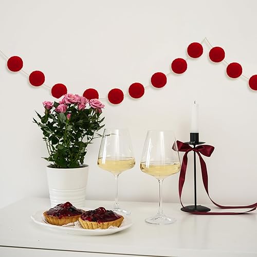 Miniatura 7 de Tegeme 4 Piezas Guirnalda de Pompones de Fieltro Decoración del Árbol de Navidad Pancarta Colgante para el Hogar Ornamentos de Bolas 2m Guirnalda de