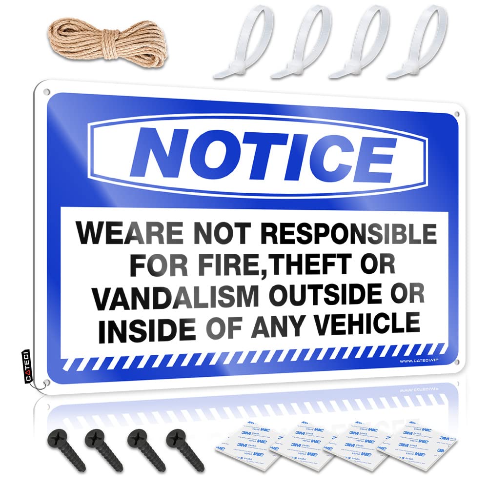 Notice We Are Not Responsible For Vandalism Vehicle Decor Metal | Cozy Maid Of Honor Gift Decorative Wall Art(30X40CM)