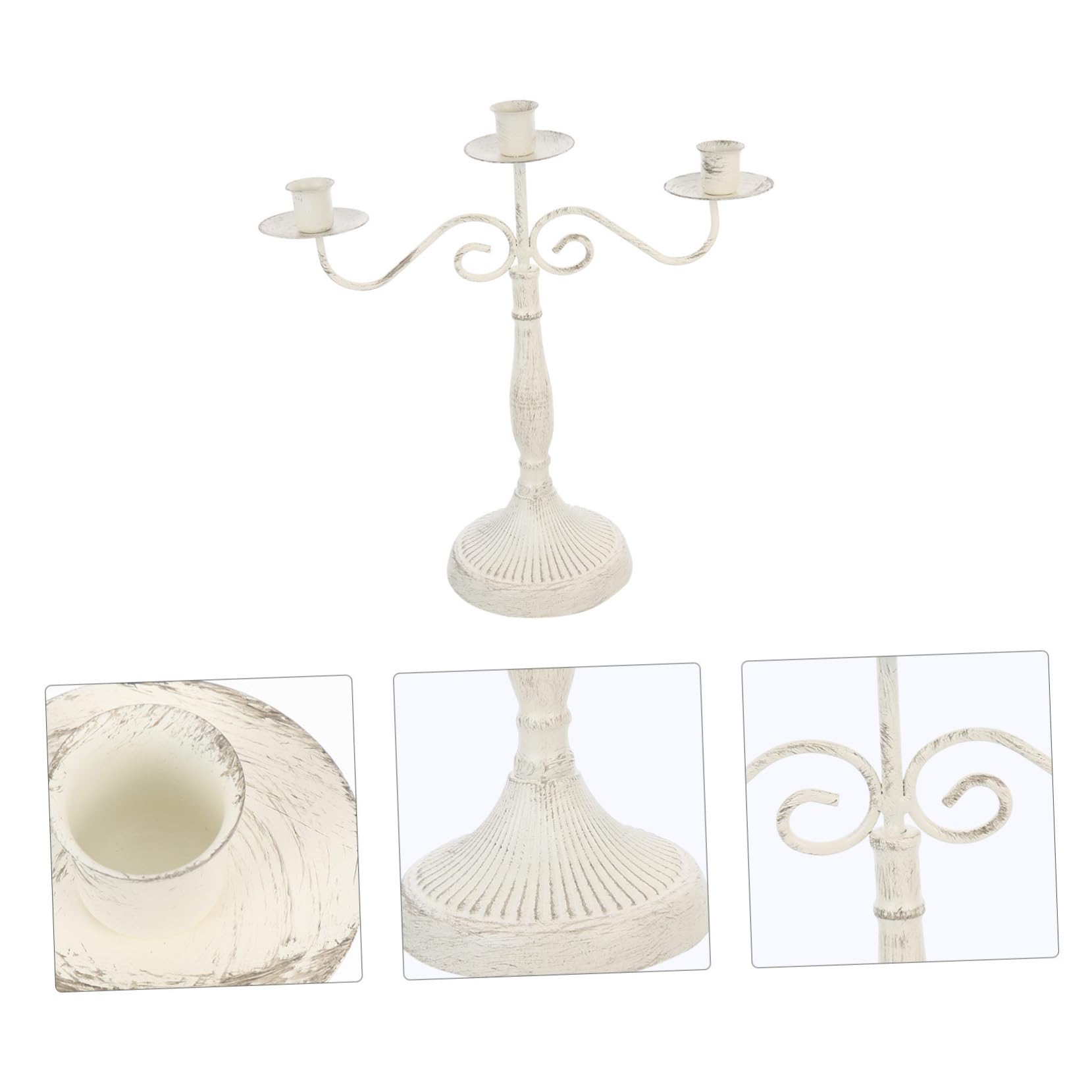 Candelabro Vintage Europeo in Ferro Bianco per Tavolo Elegante