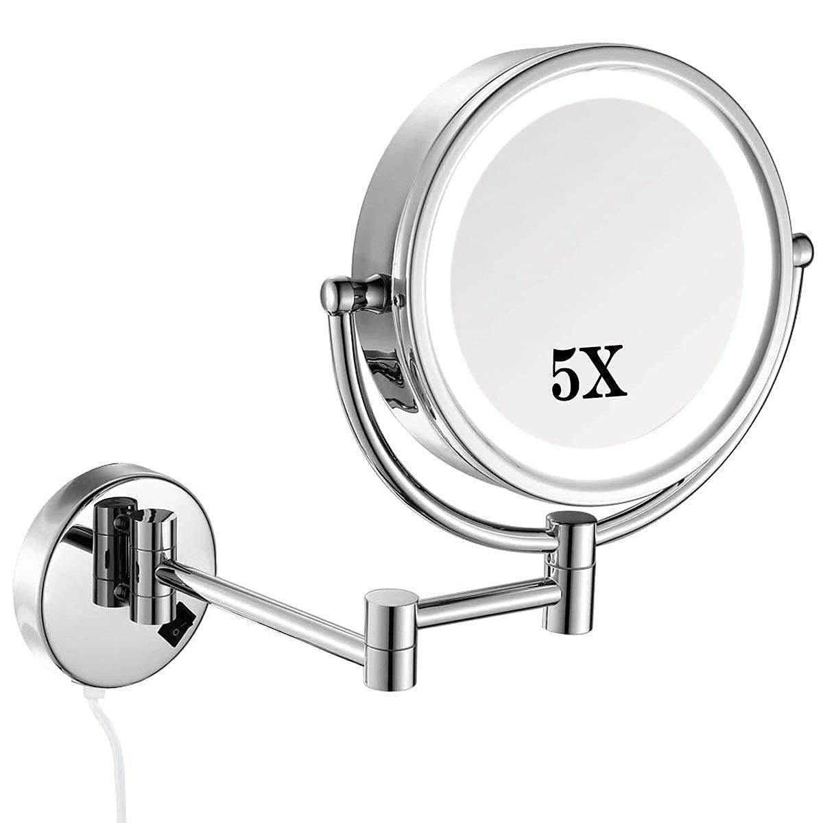 Miroir de maquillage mural 5X Divers Corp rotatif à 360 degrés pour salle de bain