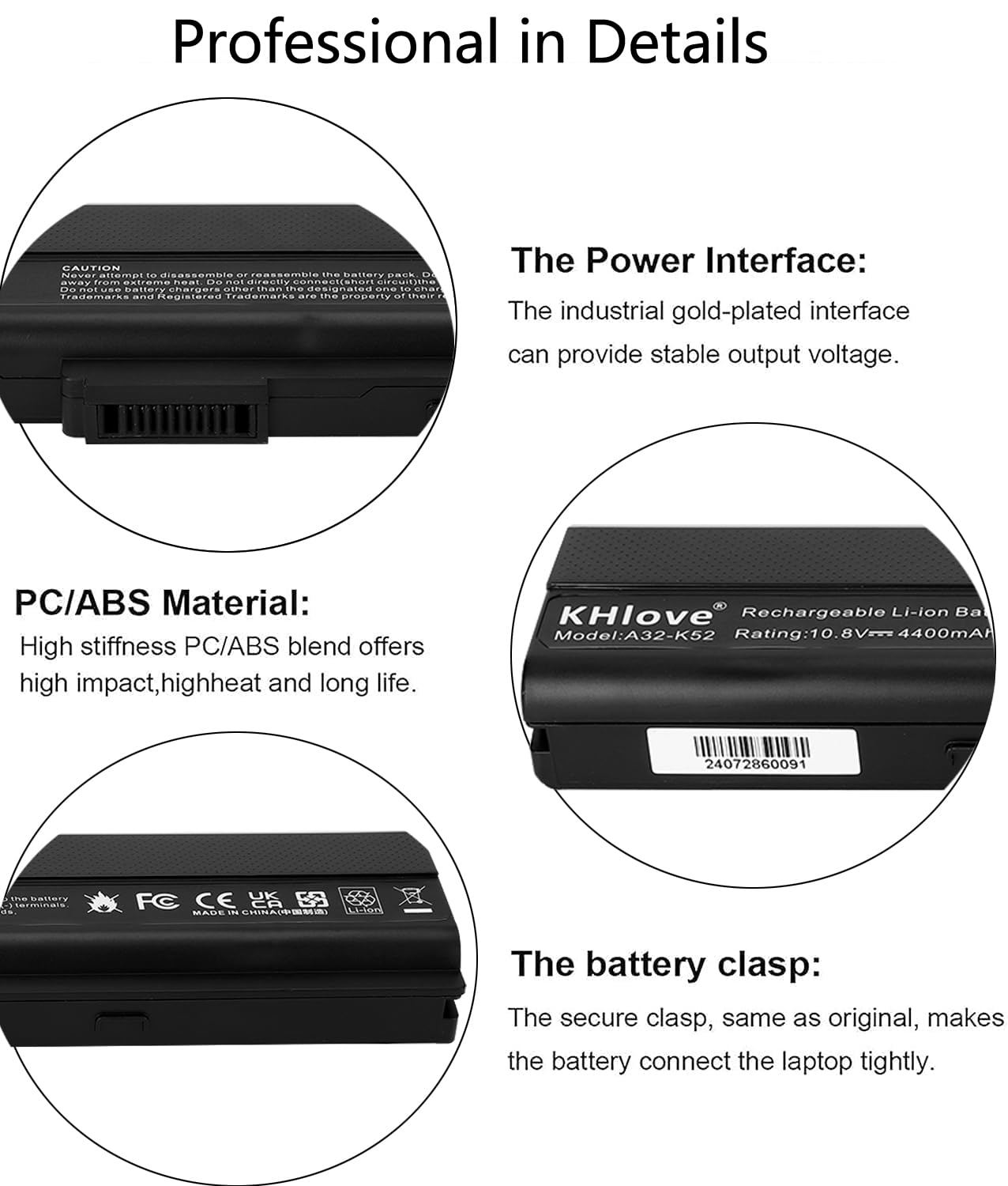 A32-K52 Laptop Batteria per Asus K52 K52F K52J K52JB K52JC K52JE K52JK K52D K52DE K52DY K52N X52 X52F X52J X52JB X52JC X52JE K52JR K52JT X52N A42 A52 A52F A52J A52N A62 K42J K42JC K62 P62 P82