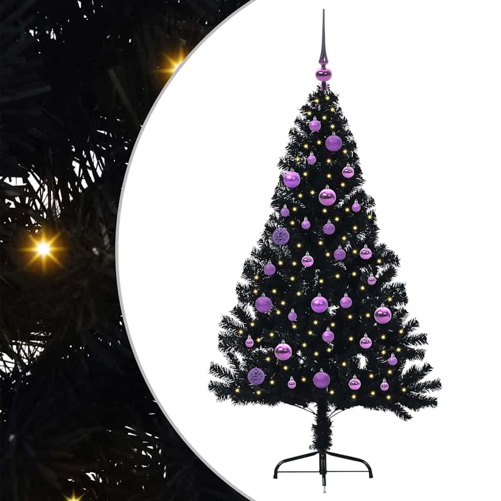 vidaXL Árbol de Navidad Artificial Preiluminado Negro 150 cm PVC
