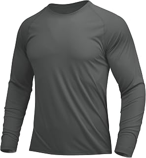 MAGCOMSEN Funktionsshirt Herren Outdoor Shirt Sommer Wandershirts Atmungsaktiv Langarmshirt Schnelltrocknend Trainingsshirt Dunkelgrau XL