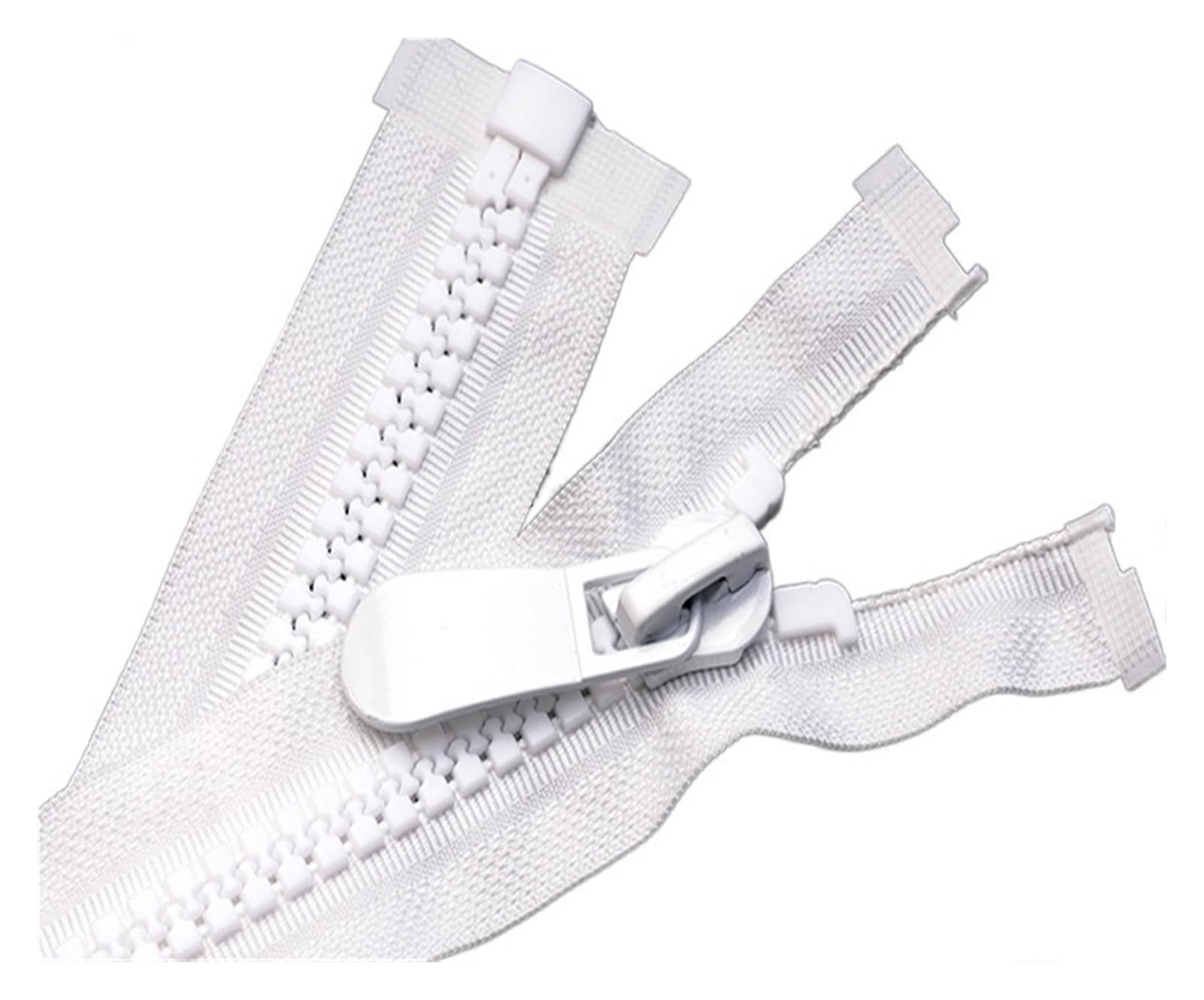 OJHFJMGH Zips, Open End Zip Double Sliders Jacket Coat for DIY Sewing Clothing Tent Awning Zippers(White single slider,120 cm)