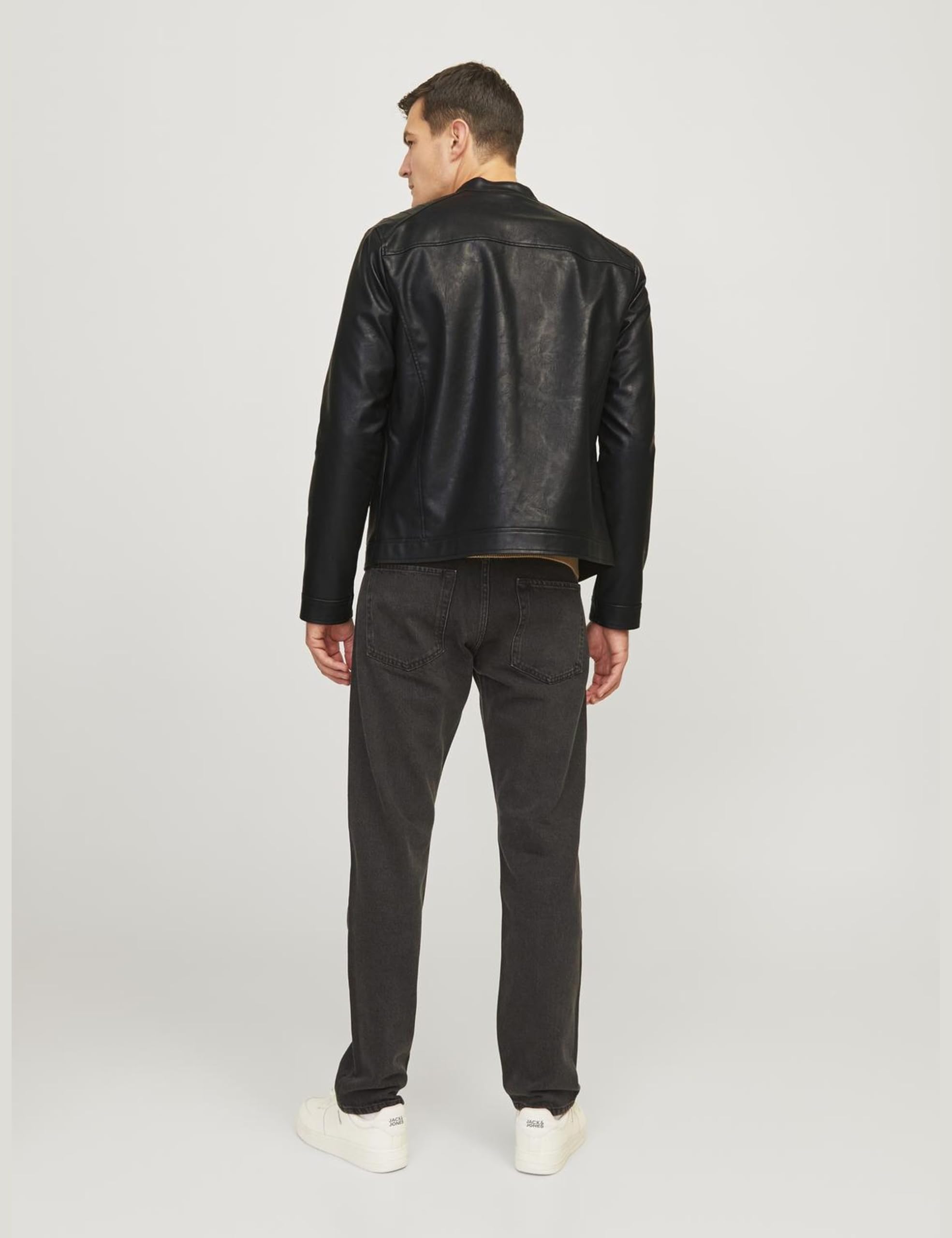JJ REBEL Męska kurtka Jrebcaleb Pu Jacket Noos, czarna, L, czarny, L