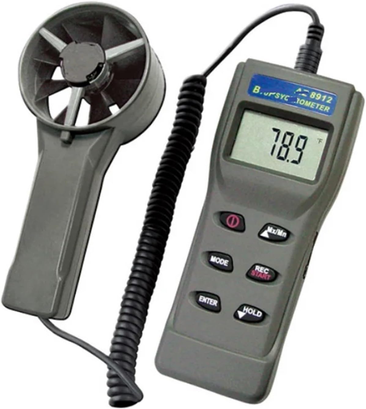 AZ8912 Digital Anemometer, Air Flow Meter Temperature and Humidity Dew Point and Wet Bulb Temperature Measurement