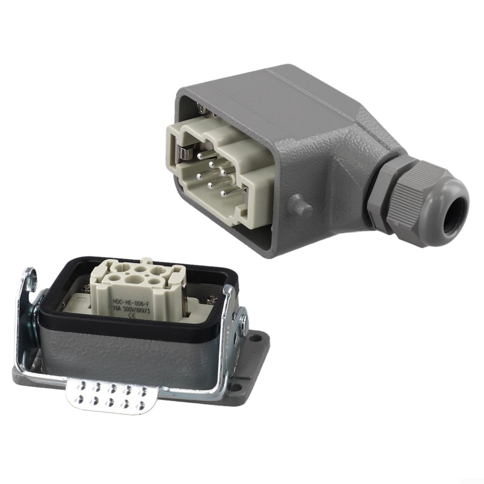 Industrieller rechteckiger Stecker, robuster 6-poliger Maschinenstecker, 6-adrige Steckverbinder für Anwendungen (6-adrige seitliche Linie)