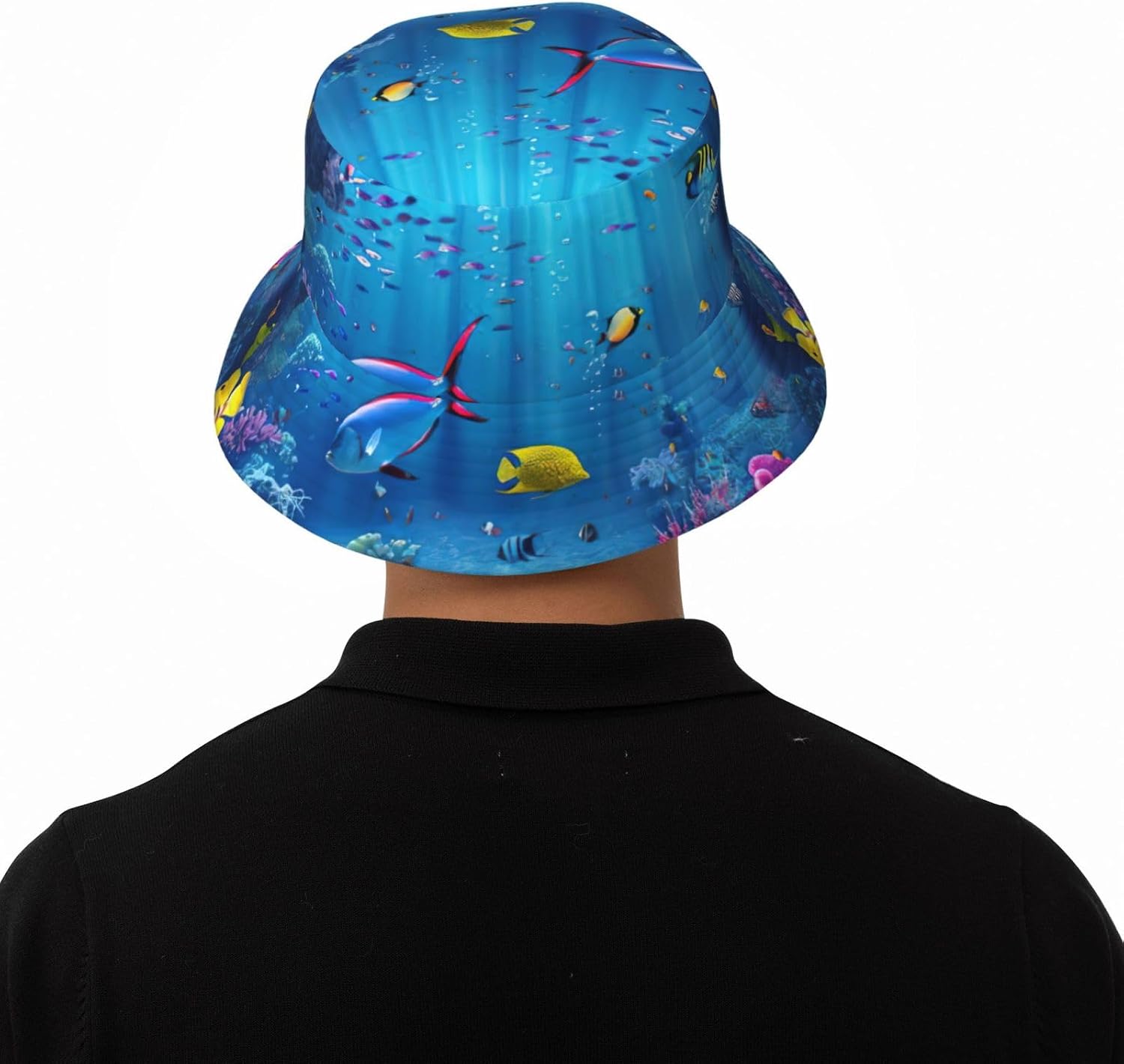 Colorful Ocean Theme Print Sun Hat Outdoor Fisherman Cap Summer Bucket Hat Beach for Men Women