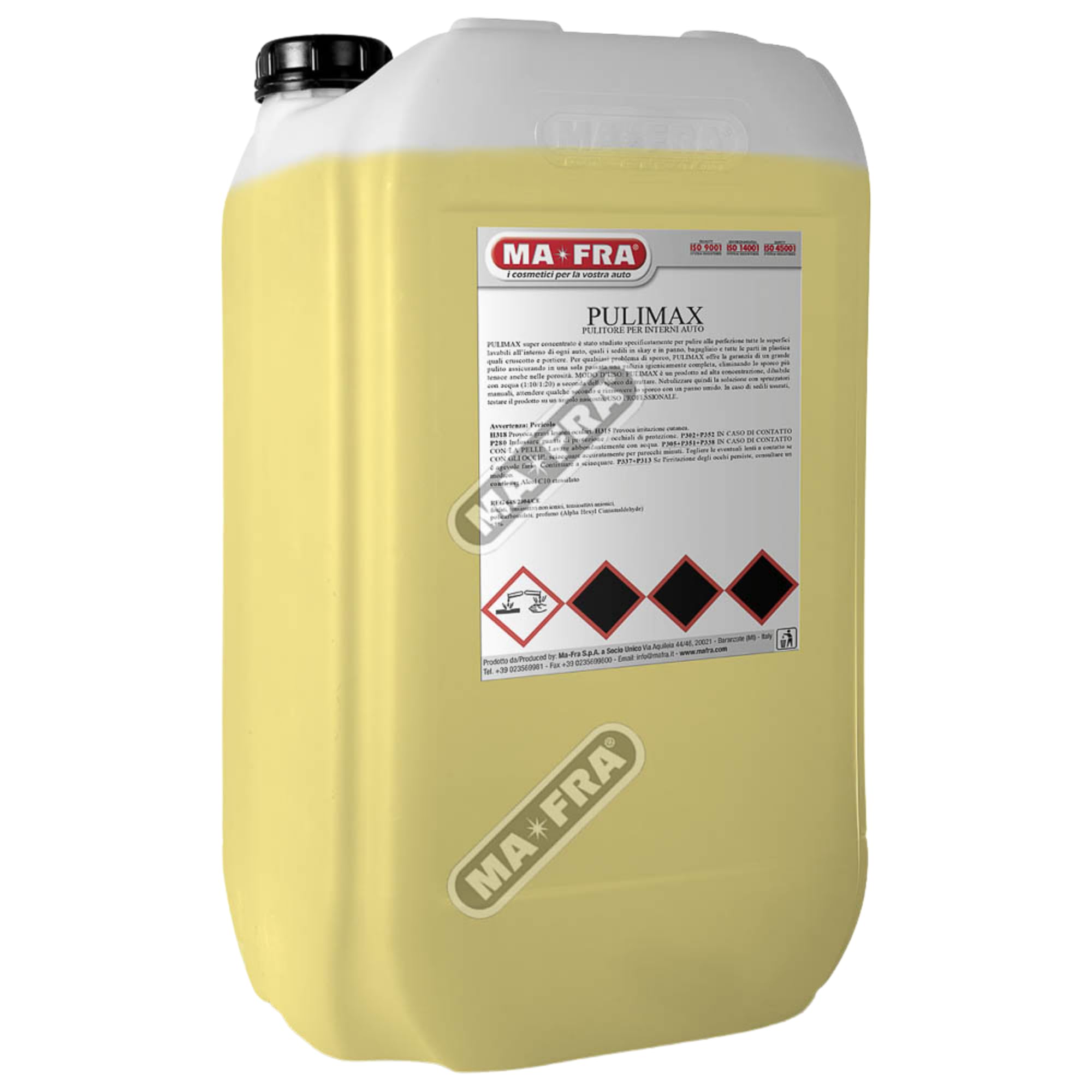 Ma-fra Pulimax 2.0 12 Litri – APC Pulitore Interni Auto Super Concentrato, Detergente per Tessuti, Plastiche e Skay, Rimuove Sporco Ostinato, Senza Alcool né Solventi