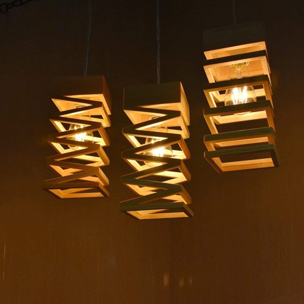 3 * E27 Creative Hollow Wooden Logs Retro Hollow Lamp Dining Table Adjustable Ceiling Lamp Industrial Retro Indoor Ceiling Lamp Study Restaurant Bar