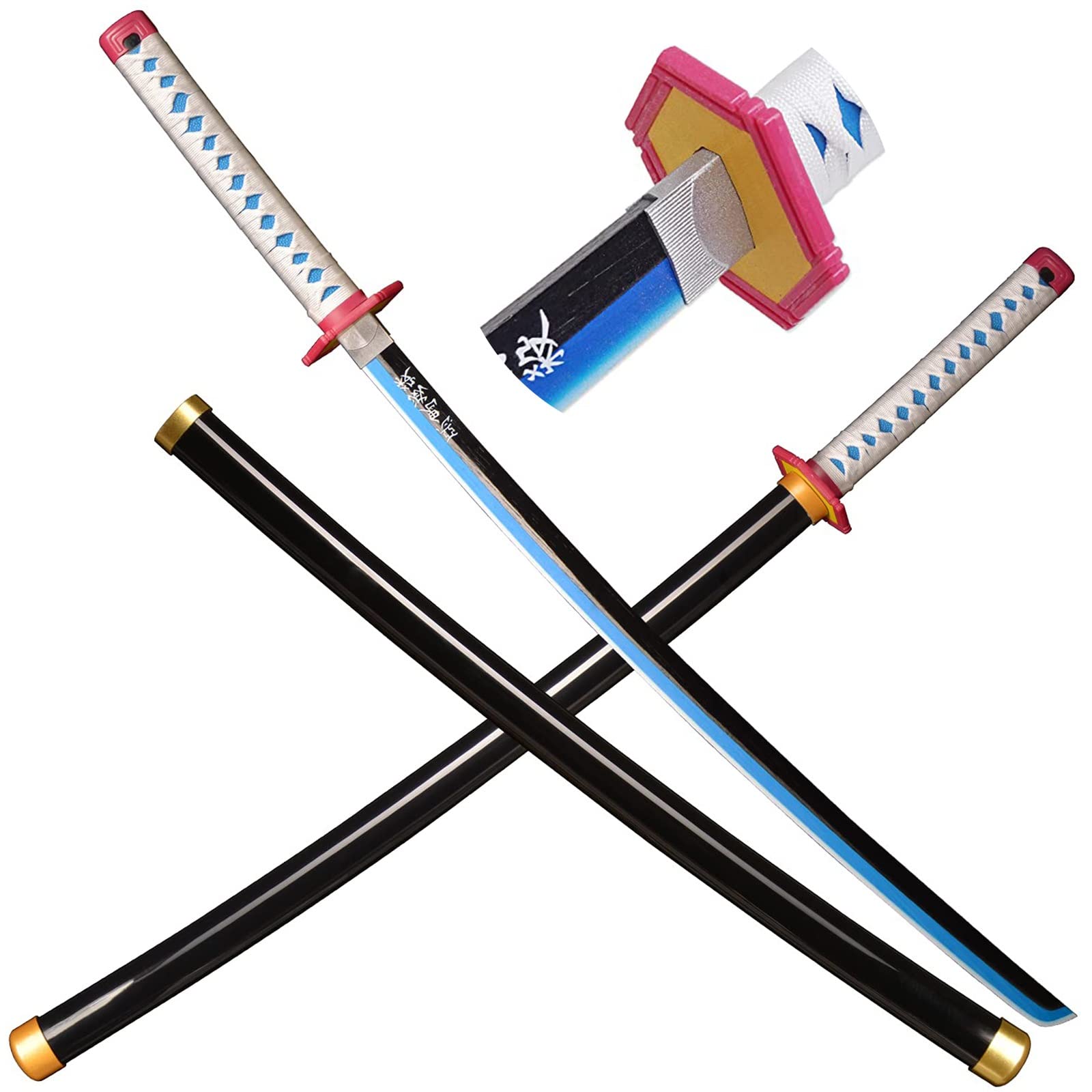 MELPIS Handmade Anime Samurai Sword Sword, Japanese Bamboo Samurai Katana Sword for Cosplay Halloween Decor, 76/104cm (Color : Tomioka Giyu, Size : 104cm)