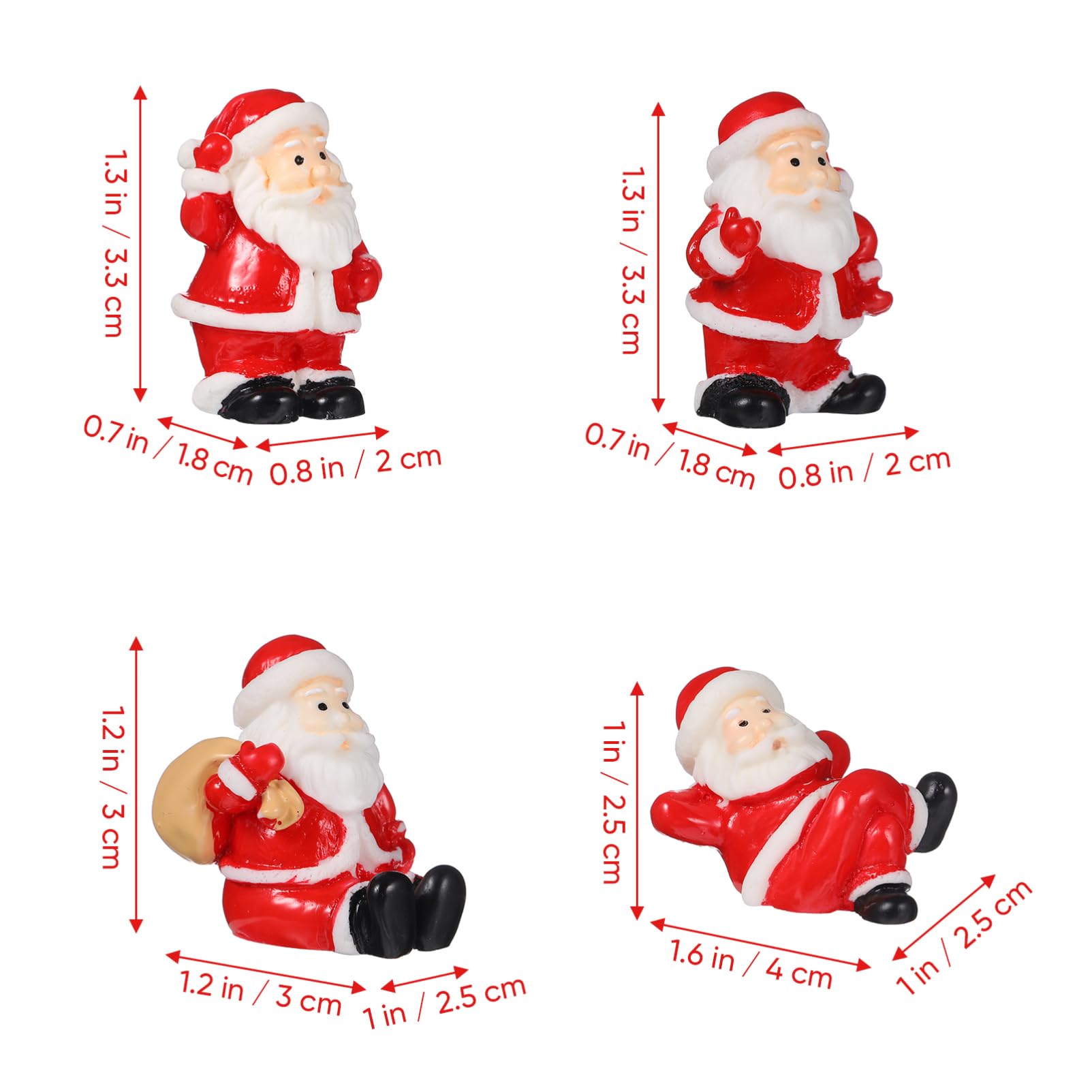 ULTECHNOVO 12pezzi Ornamento Di Natale Di Babbo Natale in Resina Decorazione Natalizia Artigianale Micro Ornamento Natalizio