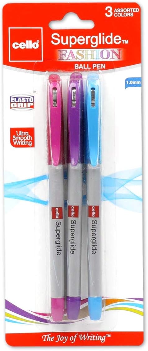 Cello Superglide Fashion Ball Pen 3 pk