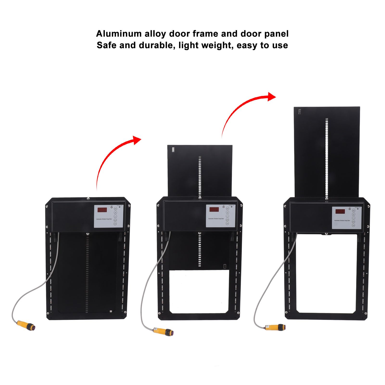 Apriporta Automatico per pollaio, Porta Automatica con Timer, sensore di Luce, Porta in Alluminio con Telecomando, apriporta Anti-Morsetto per cancello per pollame (UK)