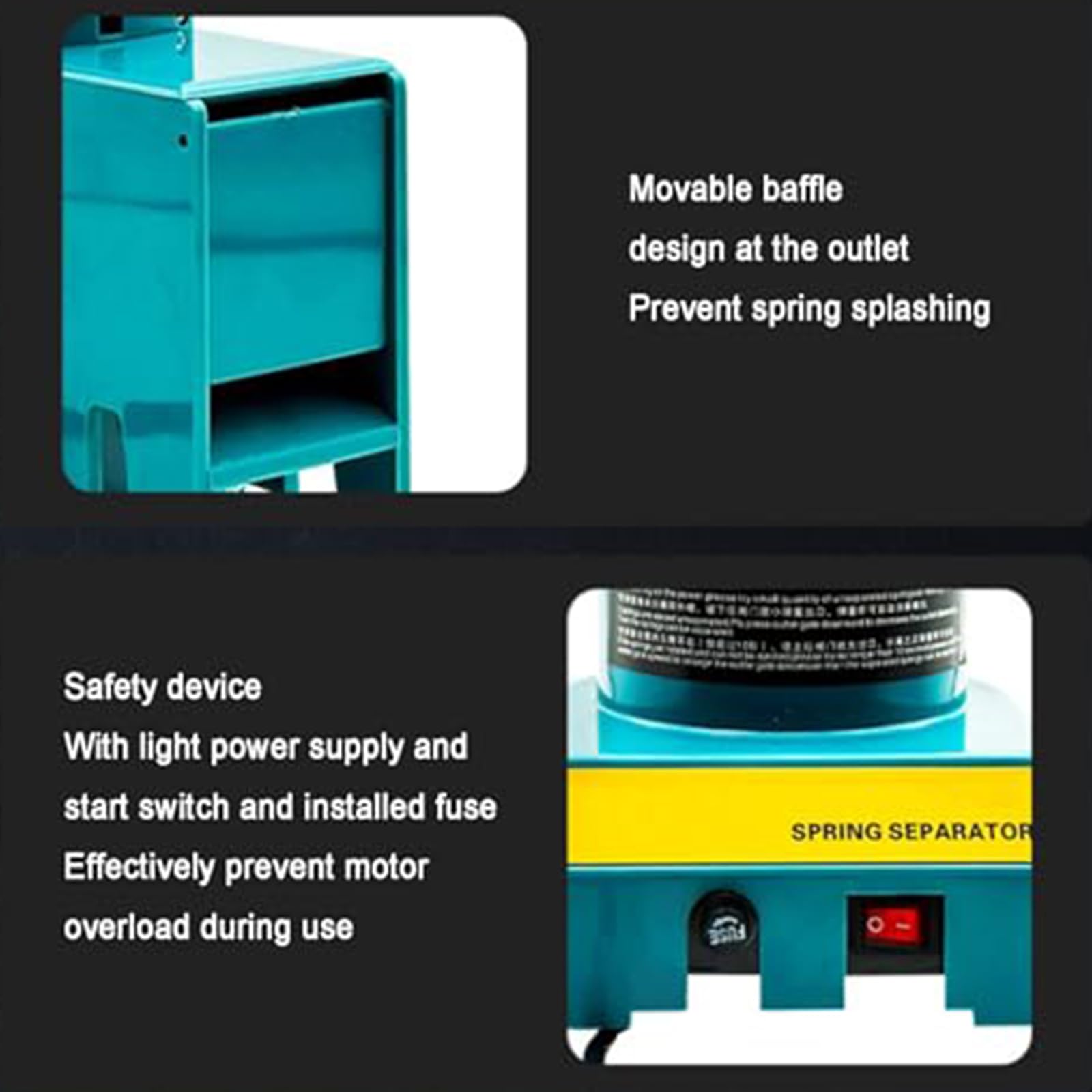 Máquina separadora automática de resortes, herramienta compacta de separación de resortes de 16 W para resortes helicoidales, se adapta a 2-12 mm de diámetro y 2-20 mm de longitud, para uso en taller