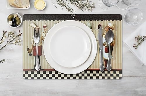 Miniatura 2 de Juego de 4 manteles individuales metálicos, fáciles de limpiar, lavables, decorativos para cocina y mesa de comedor, manteles redondos