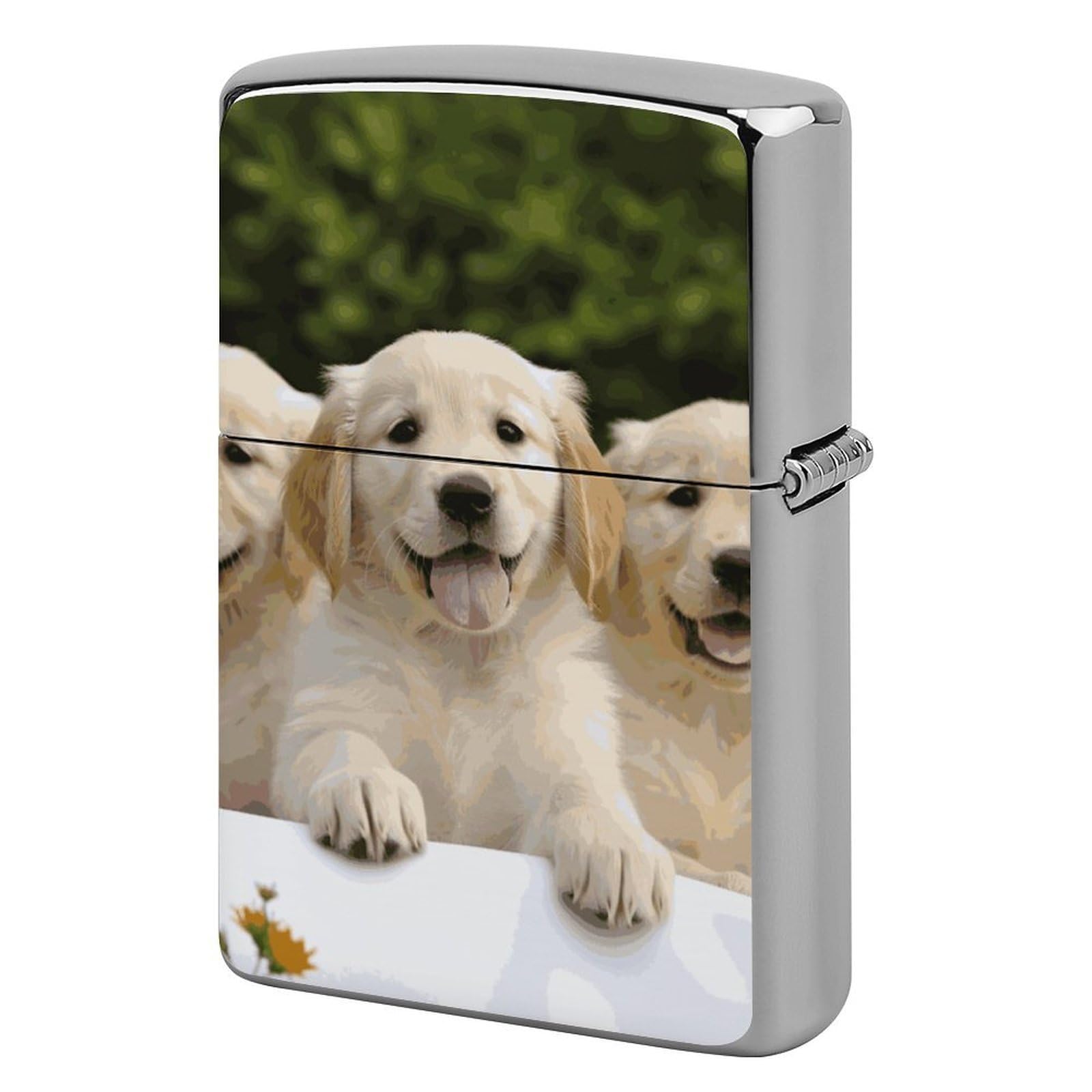 Golden Retriever Puppies Lighter Case for Men, Personalized Lighter Cover for Valentine's Day Gifts, Flip-Top Lighters Shell for Outdoor, Portable Lighters Protective Sleeve