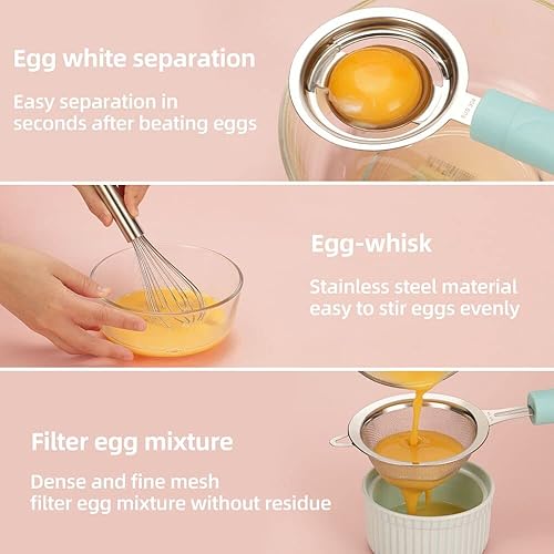 Miniatura 3 de Pequeños coladores de alimentos de malla fina de acero inoxidable, batidor de huevos y separador de huevos, utensilios de cocina y herramientas para